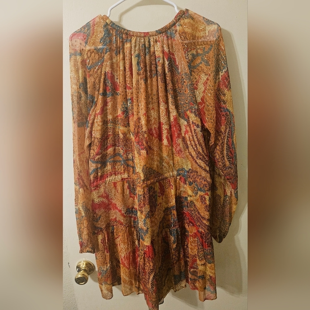 Chic Bohemian Mini Dress in Red and Orange - Picture 6 of 8